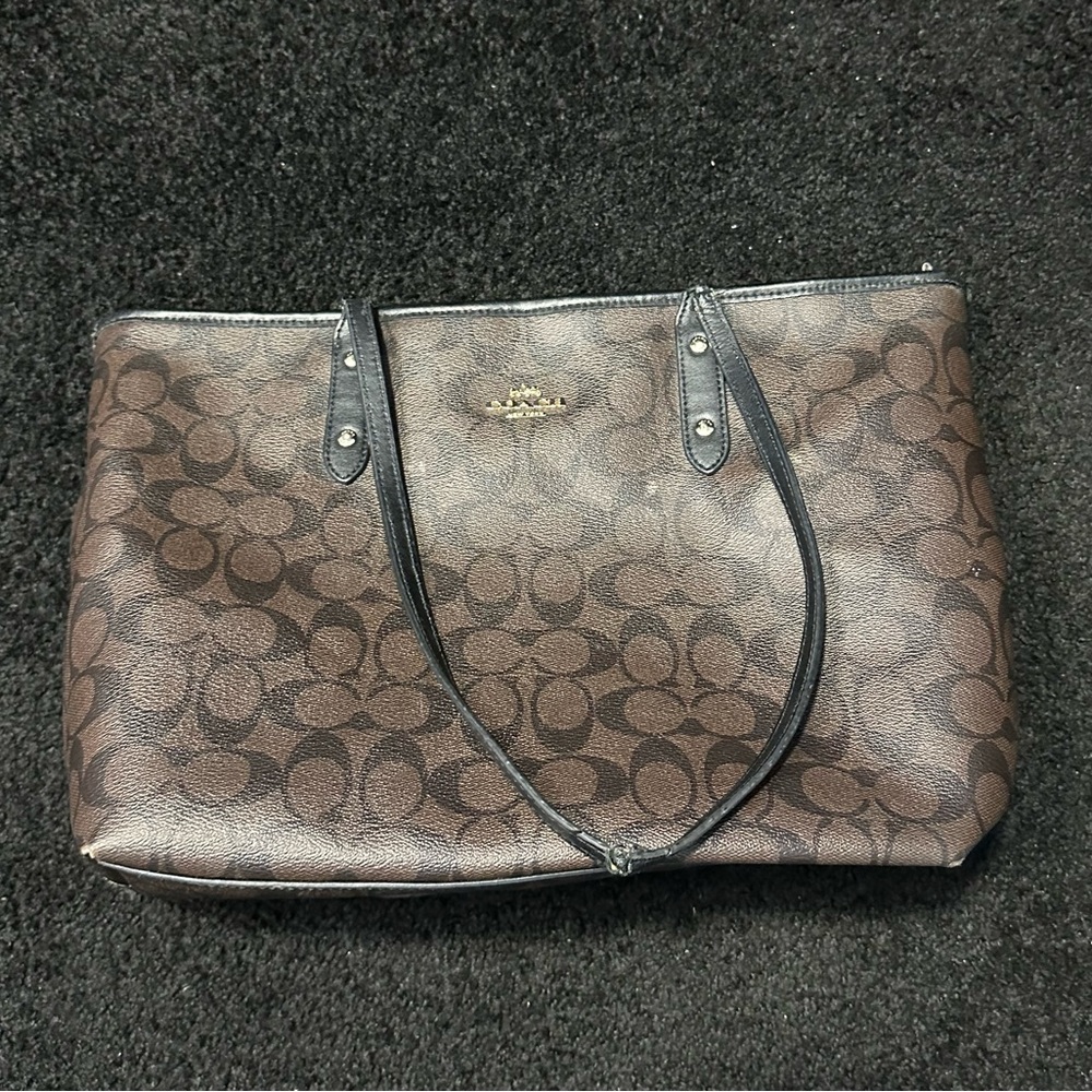 Coach Brown and Black Signature Tote